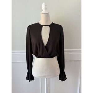 Forever 21 Black Keyhole Crop Top with Elastic Waist Size M